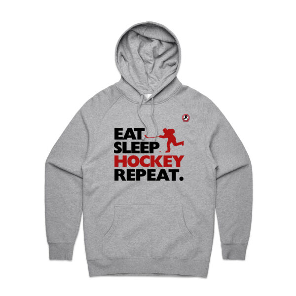Men's Eat Sleep Hockey Hoodie - Dark text Thumbnail