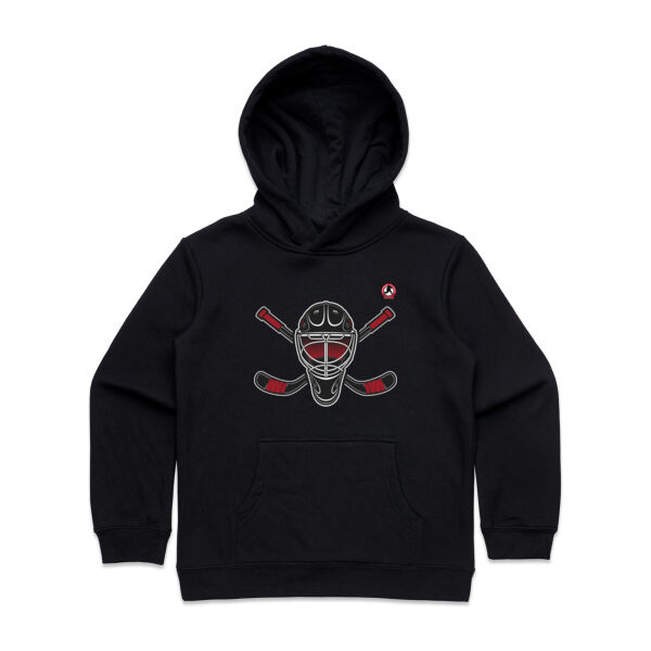Goalie Helmet Crossed Sticks - Youth Hoodie Thumbnail